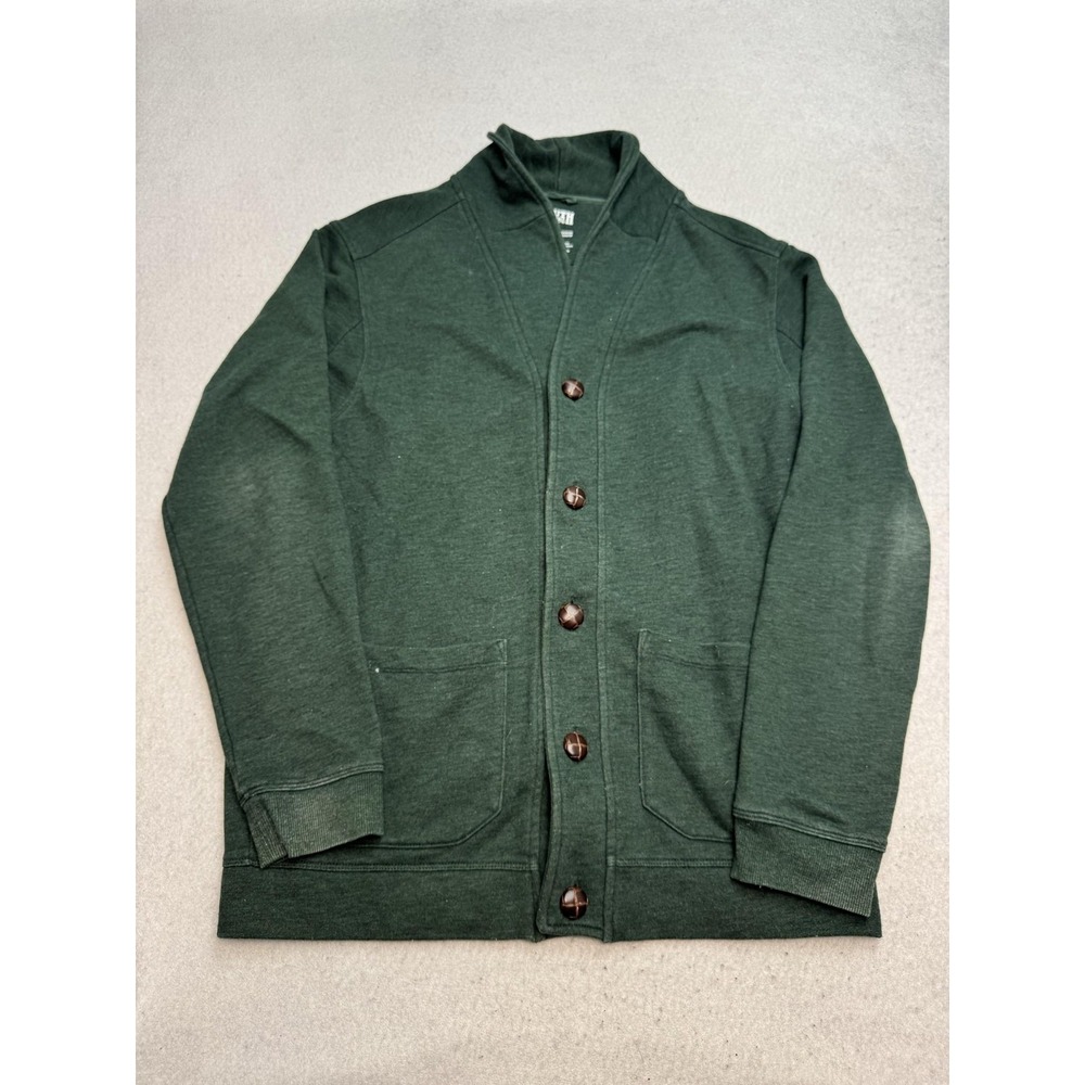 Duluth Trading Co Sweater Mens Medium Green Shawl Collar Cardigan Knit Button